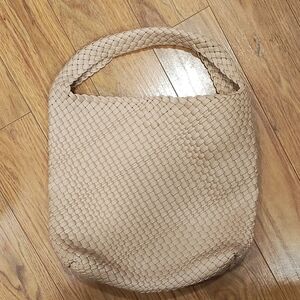 Source Unknown Beige Woven Hobo Bag